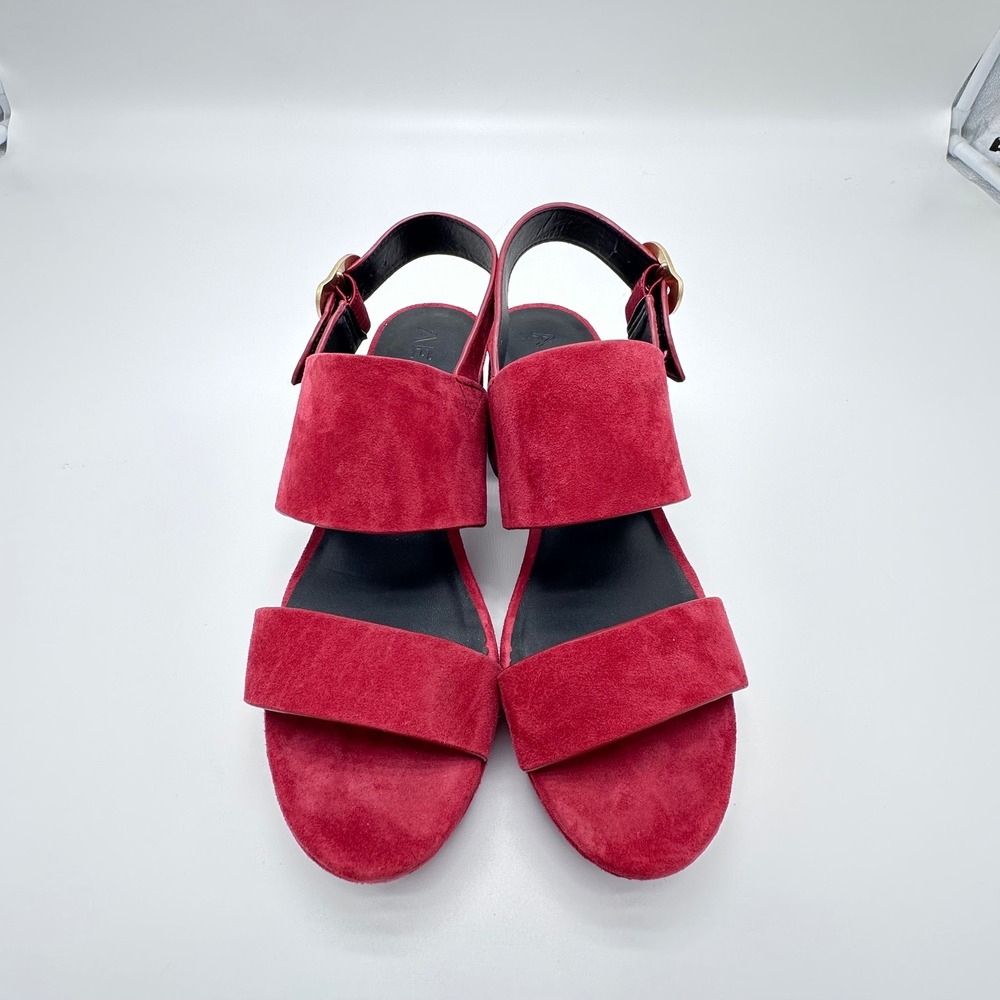 Aerosoles Camera Red Suede Platform Block Heel Slingback Sandals Womens 9M